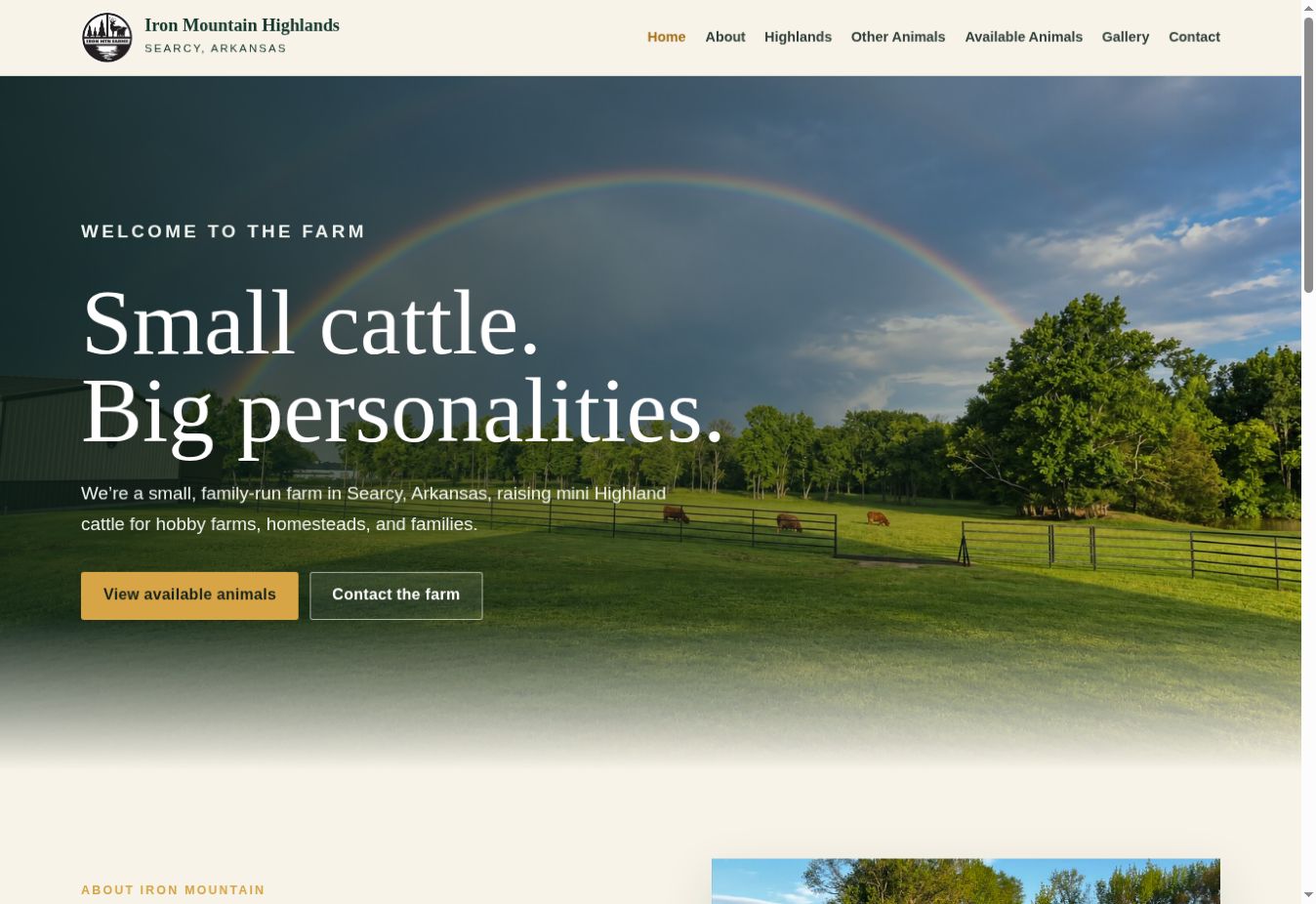 Screenshot of the Iron Mountain Highlands home page